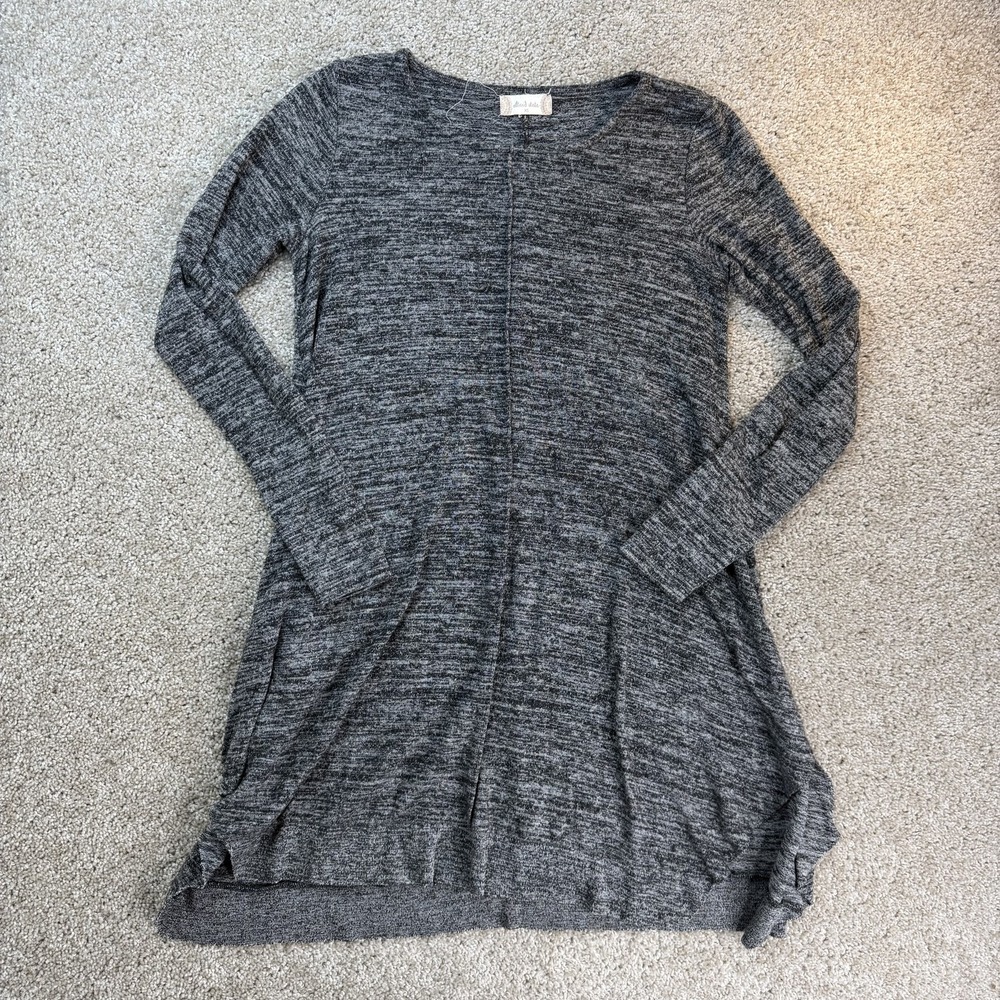 Altar'd State Sweater Womens XS Gray Tunic Scoop Neck Knit Long Sleeve Stretch